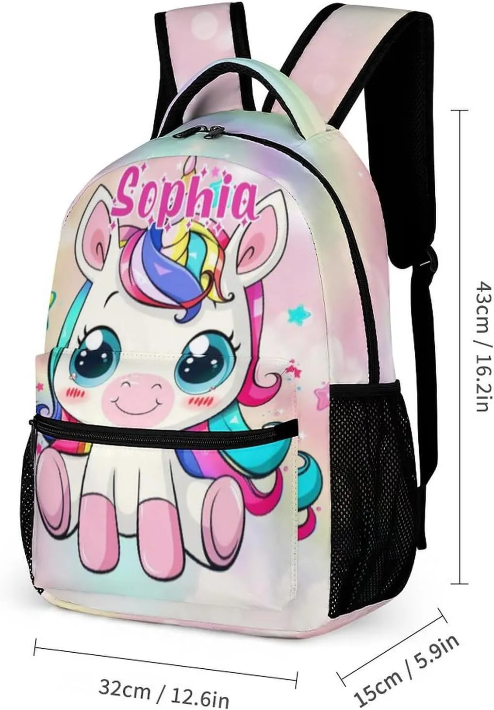 Artsadd Personalized Backpack for Girls Kids Lunch Bag Box Sets Custom Name School Bag for Preschool Kindergarten Elementary Back to School Gift for Daughter