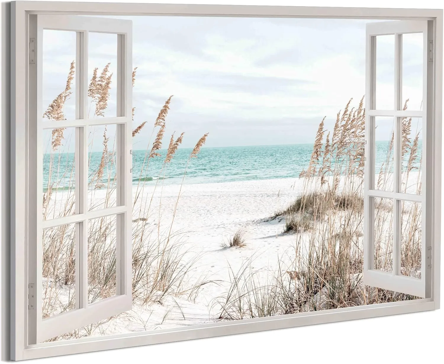 arttitue Beach Canvas Wall Art Decor: Bedroom Living Room Window Coastal Landscape Painting Print Relaxing Tropical Ocean Scene Artwork Modern Large Sea Seascape Picture for Home Office