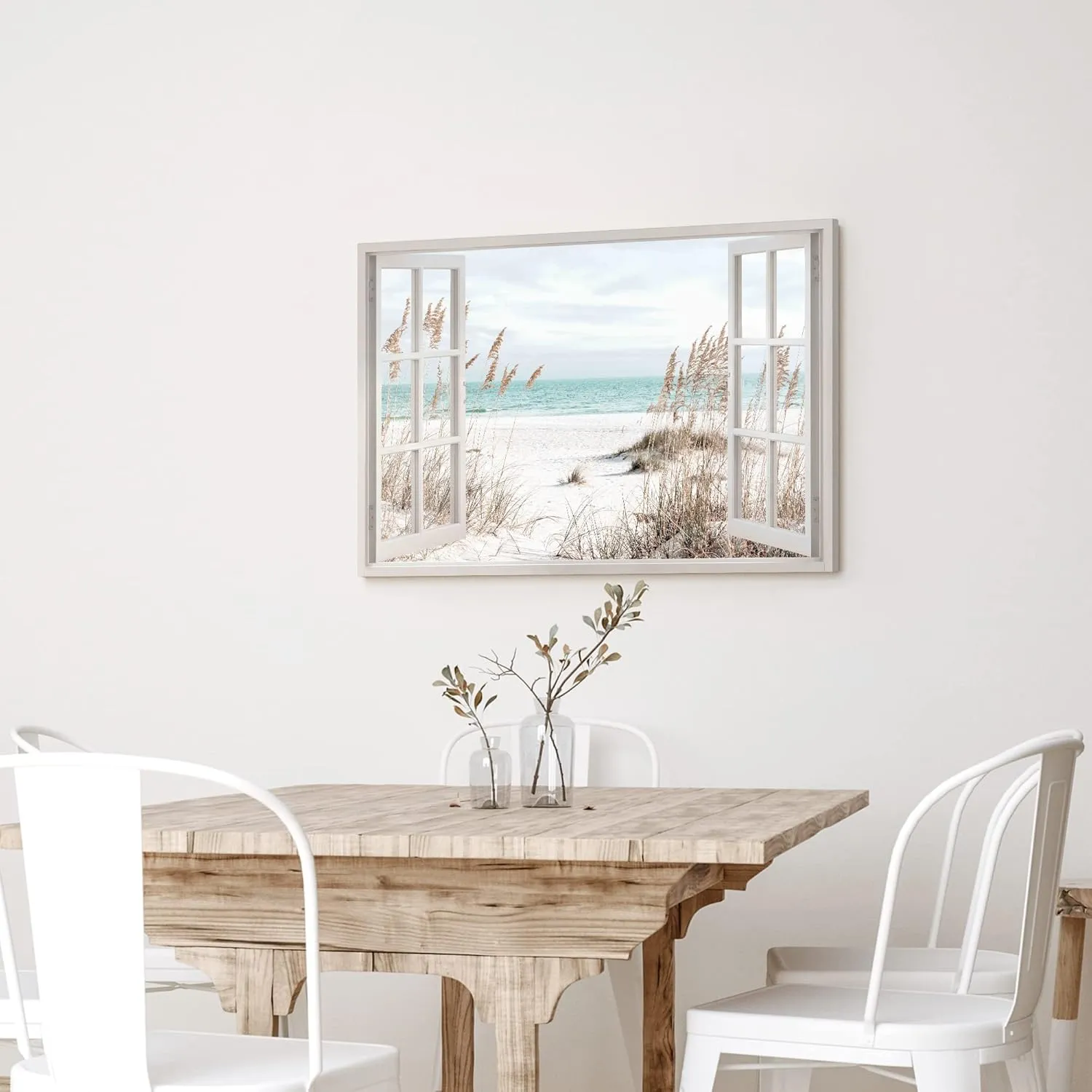 arttitue Beach Canvas Wall Art Decor: Bedroom Living Room Window Coastal Landscape Painting Print Relaxing Tropical Ocean Scene Artwork Modern Large Sea Seascape Picture for Home Office