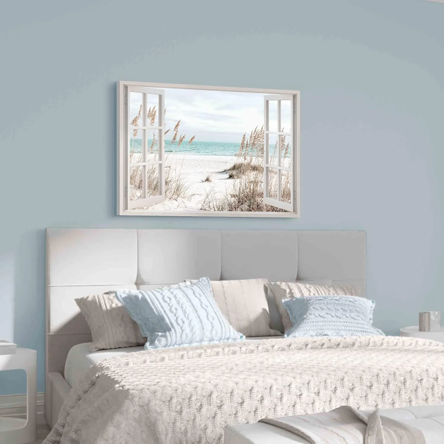 arttitue Beach Canvas Wall Art Decor: Bedroom Living Room Window Coastal Landscape Painting Print Relaxing Tropical Ocean Scene Artwork Modern Large Sea Seascape Picture for Home Office