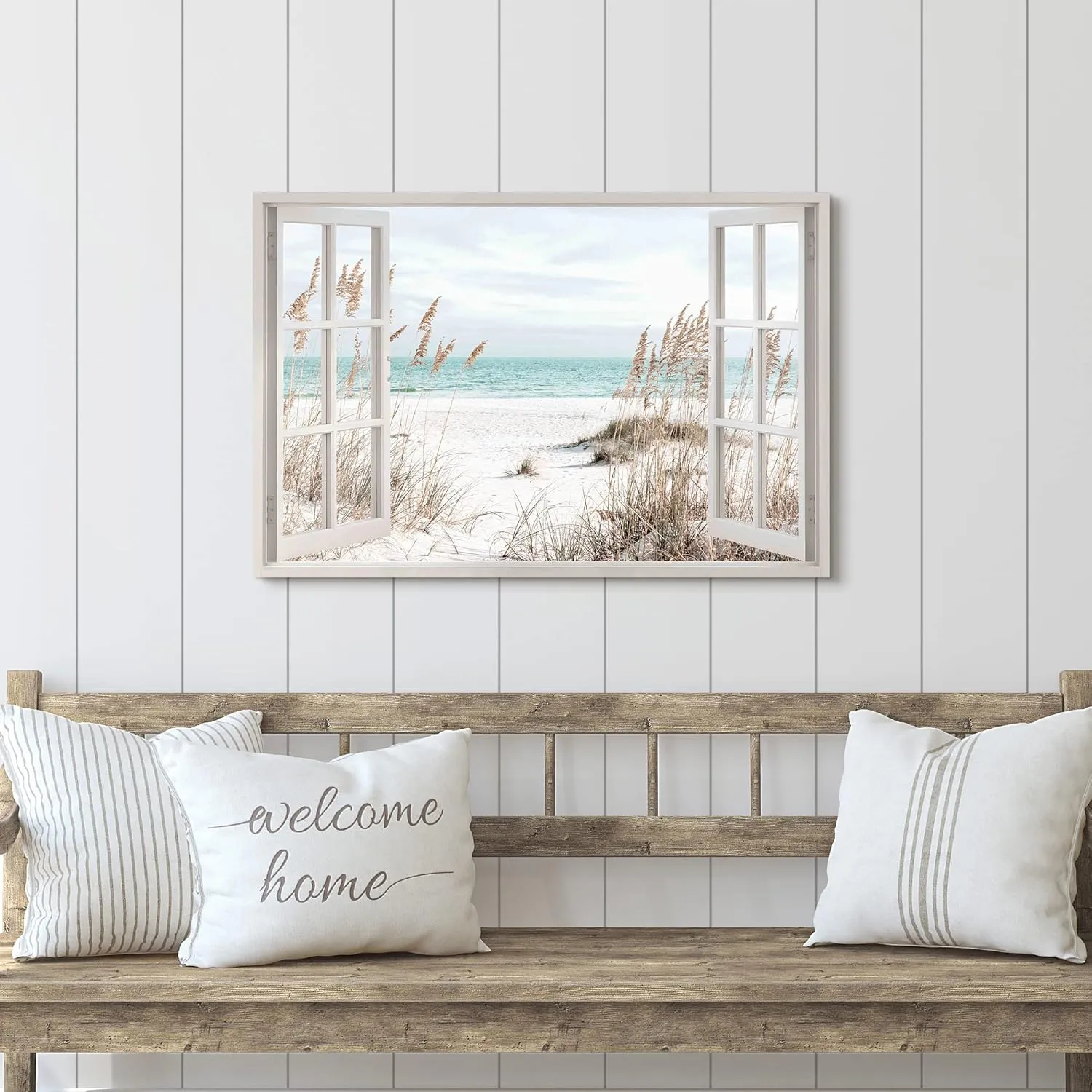 arttitue Beach Canvas Wall Art Decor: Bedroom Living Room Window Coastal Landscape Painting Print Relaxing Tropical Ocean Scene Artwork Modern Large Sea Seascape Picture for Home Office