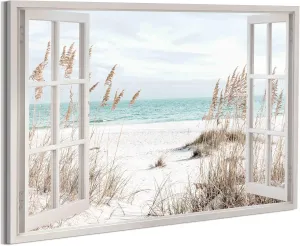 arttitue Beach Canvas Wall Art Decor: Bedroom Living Room Window Coastal Landscape Painting Print Relaxing Tropical Ocean Scene Artwork Modern Large Sea Seascape Picture for Home Office