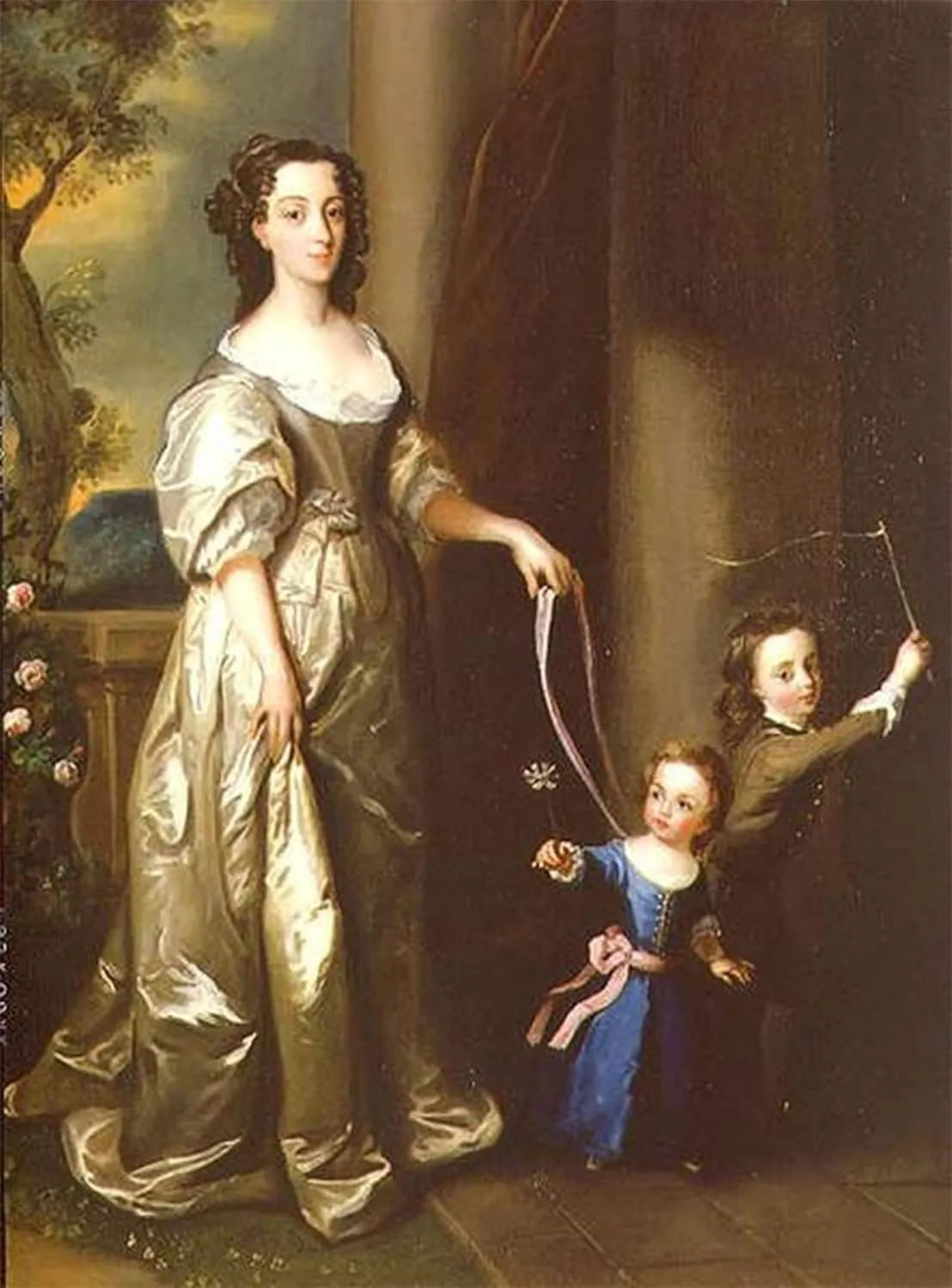 ARTTLBBS Famous Artworks Prints Poster Canvas Portrait of Mrs Fane with Her Children and Anne by Mercier Artwork Oil Painting for Home Decor 60x90cm