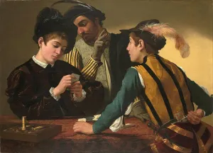ARTTLBBS Famous Canvas Wall Art Pictures Print the Cardsharps by Merisi Caravaggio Nature Pictures for Home Decor 60x90cm