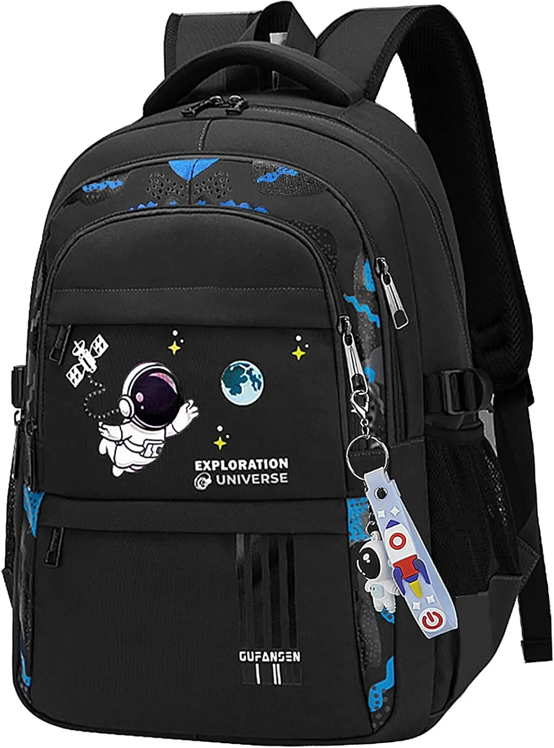 Astronaut Backpack for Boys Teens, Large Capacity School Bag Bookbag for Kids Elementary Middle (Black)