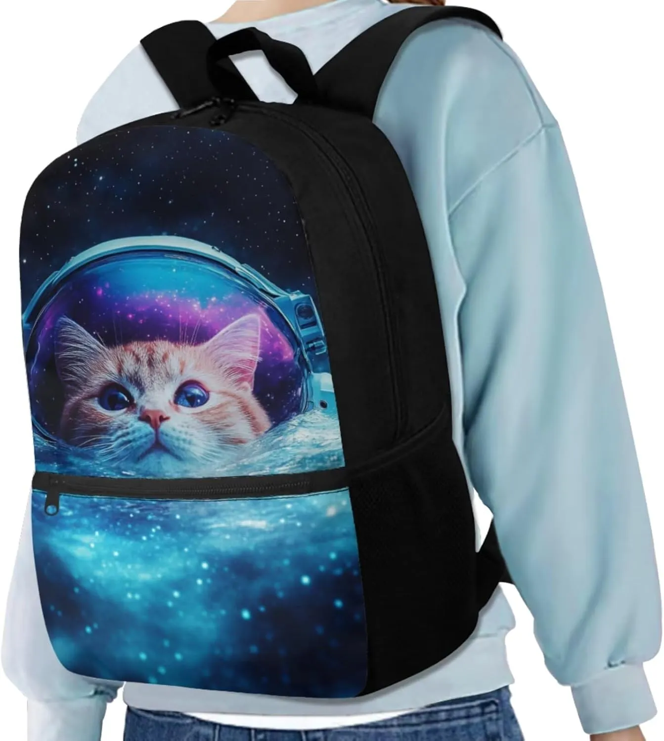 Astronaut Cat Backpack for High School Boys and Lunch Bag Multi-Functional 17-Inch Schoolbag Set Lightweight Bookbag for Boys & Girls, Perfect for Elementary & Middle School