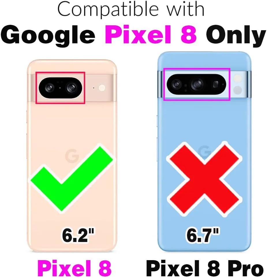 Asuwish Phone Case for Google Pixel 8 5G Zipper Wallet Detachable Cell Cover with Tempered Glass Screen Protector Crossbody Lanyard Strap Glitter Flip Card Holder Slot Pixel8 Eight Women Girls Black
