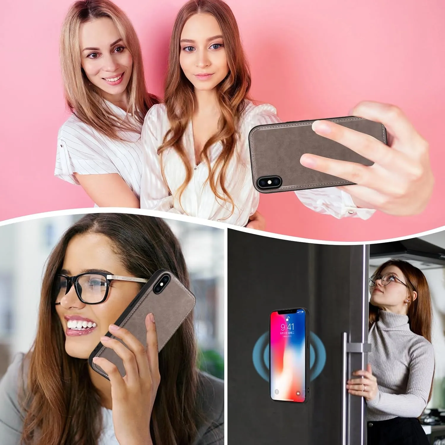 Asuwish Phone Case for iPhone Xs X 10 10s Zipper Wallet Cell Cover with Tempered Glass Screen Protector Crossbody Strap Flower Card Holder iPhoneX iPhoneXs iPhone10 i PhoneX SX 10x 10xs X’s Women Gray