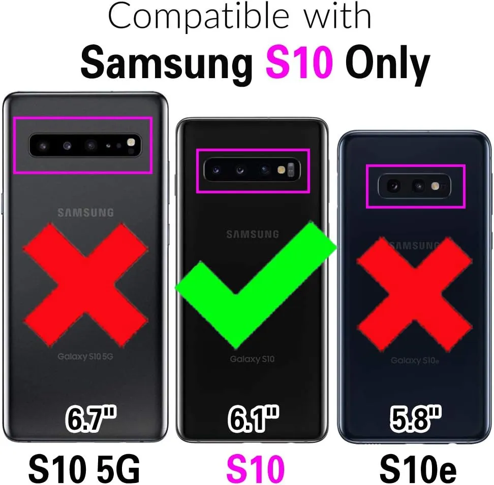 Asuwish Phone Case for Samsung Galaxy S10 Zipper Wallet Magnetic Detachable Cell Cover with Tempered Glass Screen Protector Crossbody Strap Flower Card Holder S 10 Edge 10S GS10 X10 Women Girls Purple