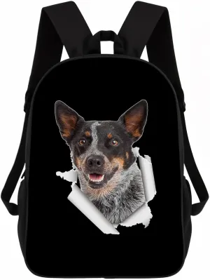 Australian Cattle Dog Backpack Daypack Lovely Dog Print Bookbag Laptop Bag For Work Travel Hiking 17 Inch Black Lightweight Style 1