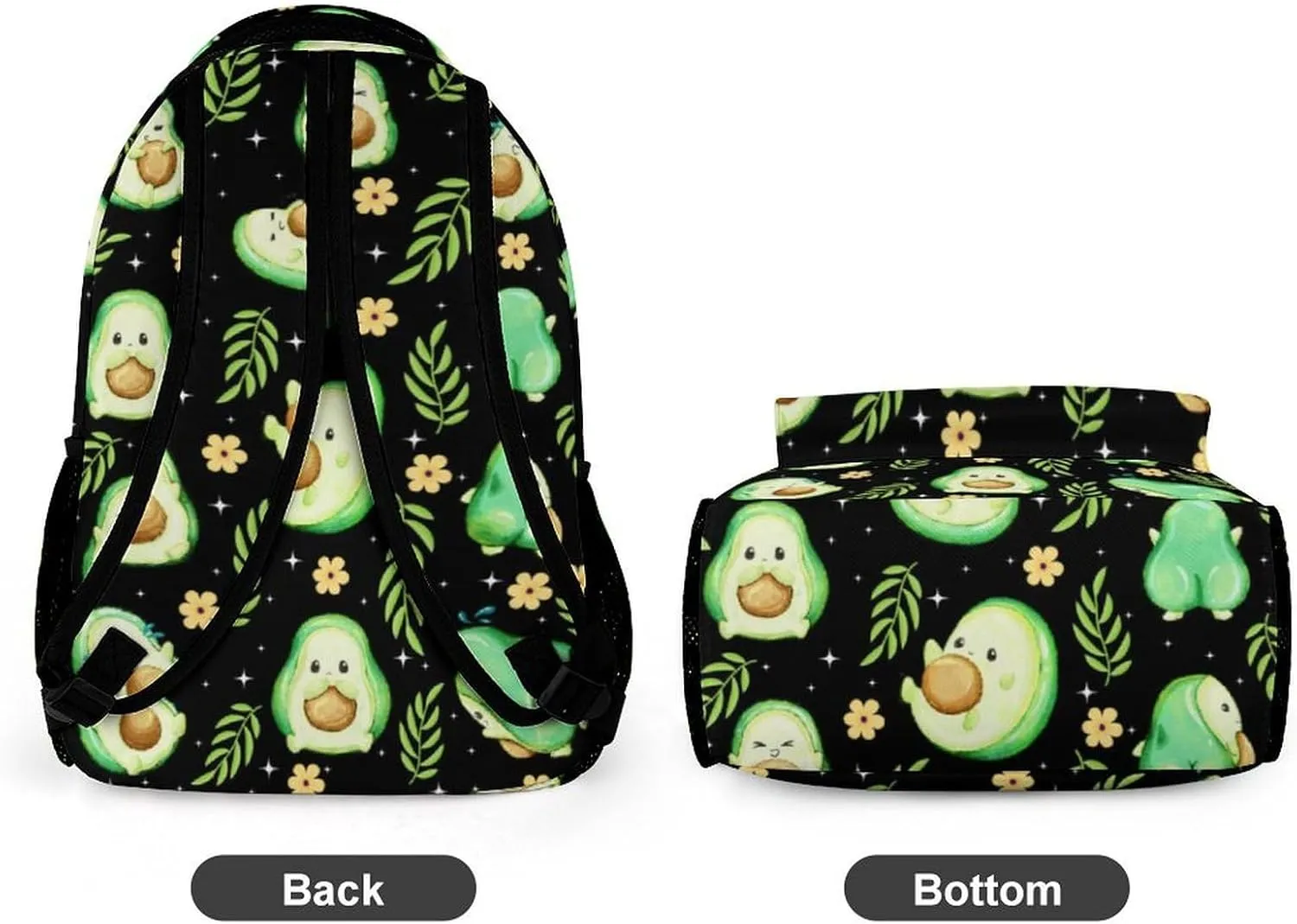 Avocado School Backpack for Kids Girls Boys, 16 Inch Cute Avocado Themed Bookbag, Personalized School Backpack for Students Children, Lightweight, Large Capacity
