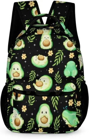 Avocado School Backpack for Kids Girls Boys, 16 Inch Cute Avocado Themed Bookbag, Personalized School Backpack for Students Children, Lightweight, Large Capacity