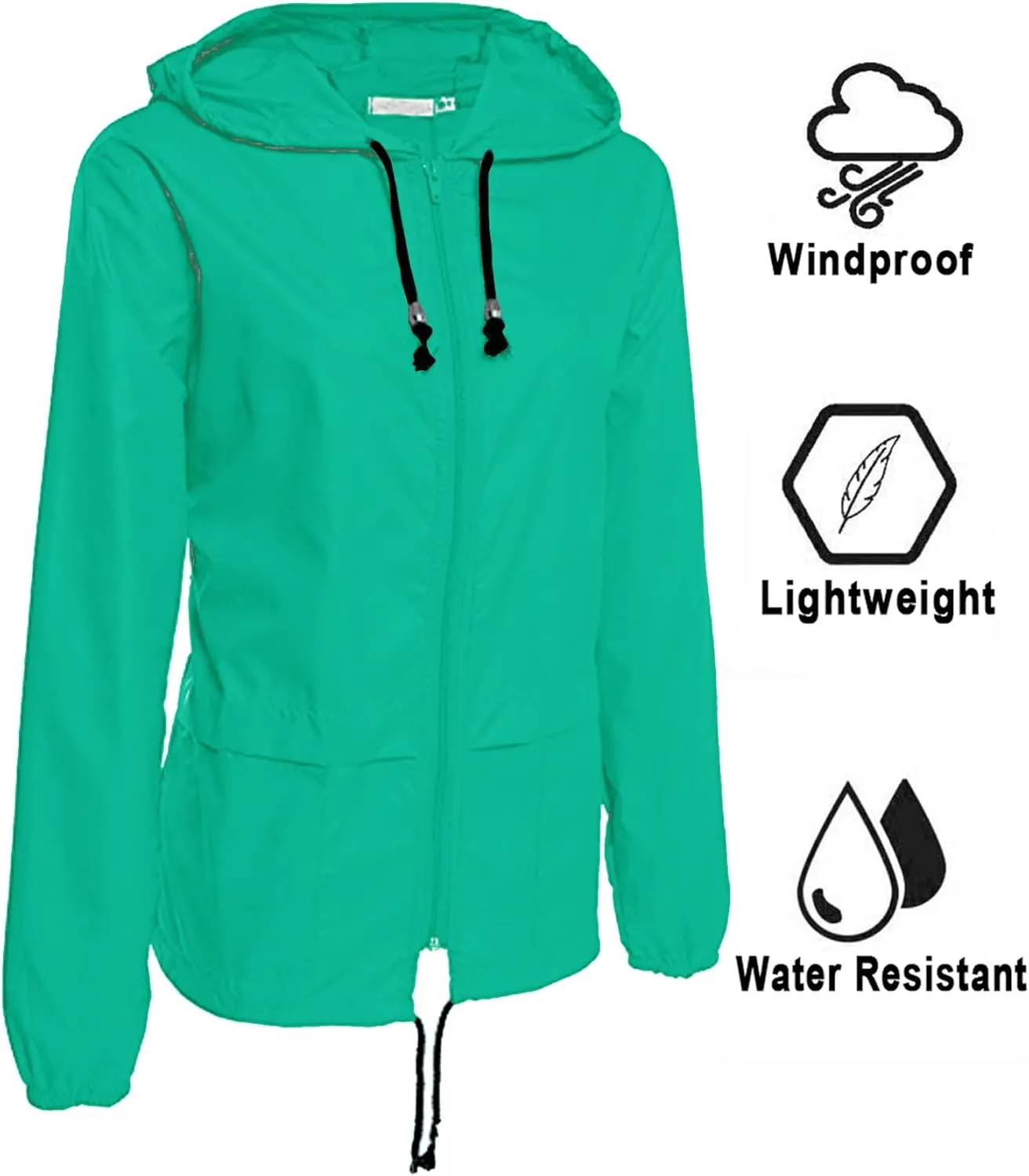Avoogue Raincoat Women Lightweight Waterproof Rain Jackets Packable Outdoor Hooded Windbreaker