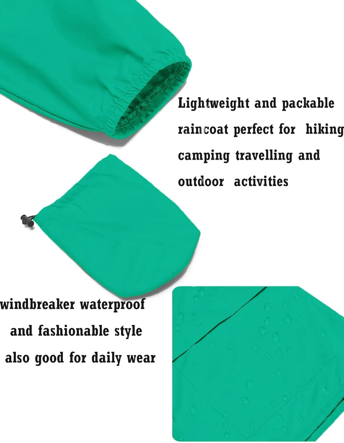 Avoogue Raincoat Women Lightweight Waterproof Rain Jackets Packable Outdoor Hooded Windbreaker