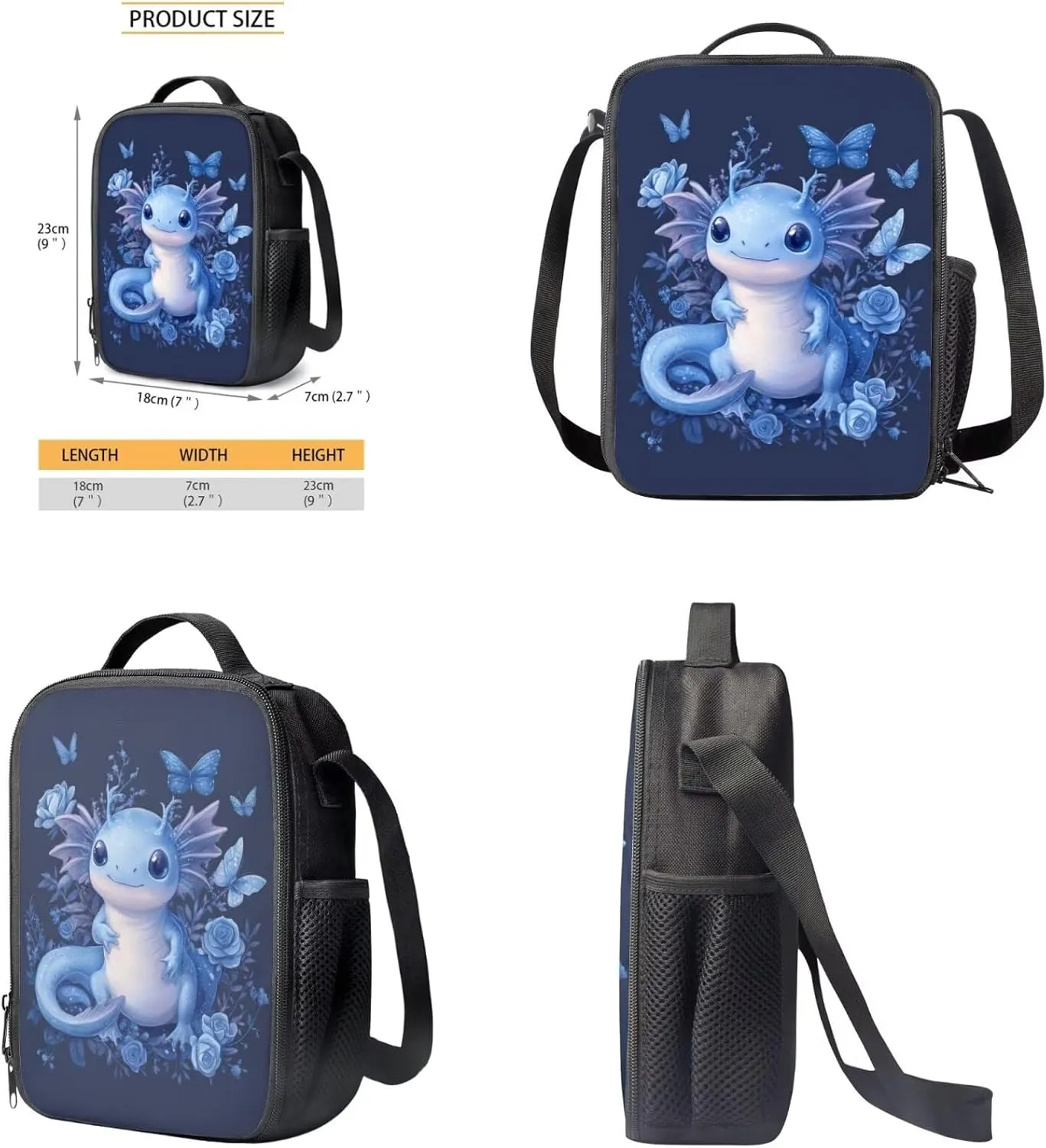 Axolotl Backpack for Little Girls Cartoon 3 Pcs Girls Book Bag Ages 6-8 Adorable Preschool Backpack and Lunchbox for Girls Travel Rucksack 5th Grade