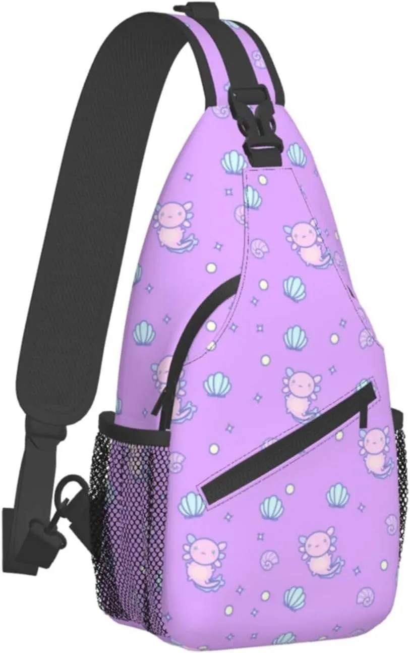 Axolotl Sling Backpack Chest Bag Crossbody Shoulder Bag Gym Cycling Travel Hiking Daypack For Men Women