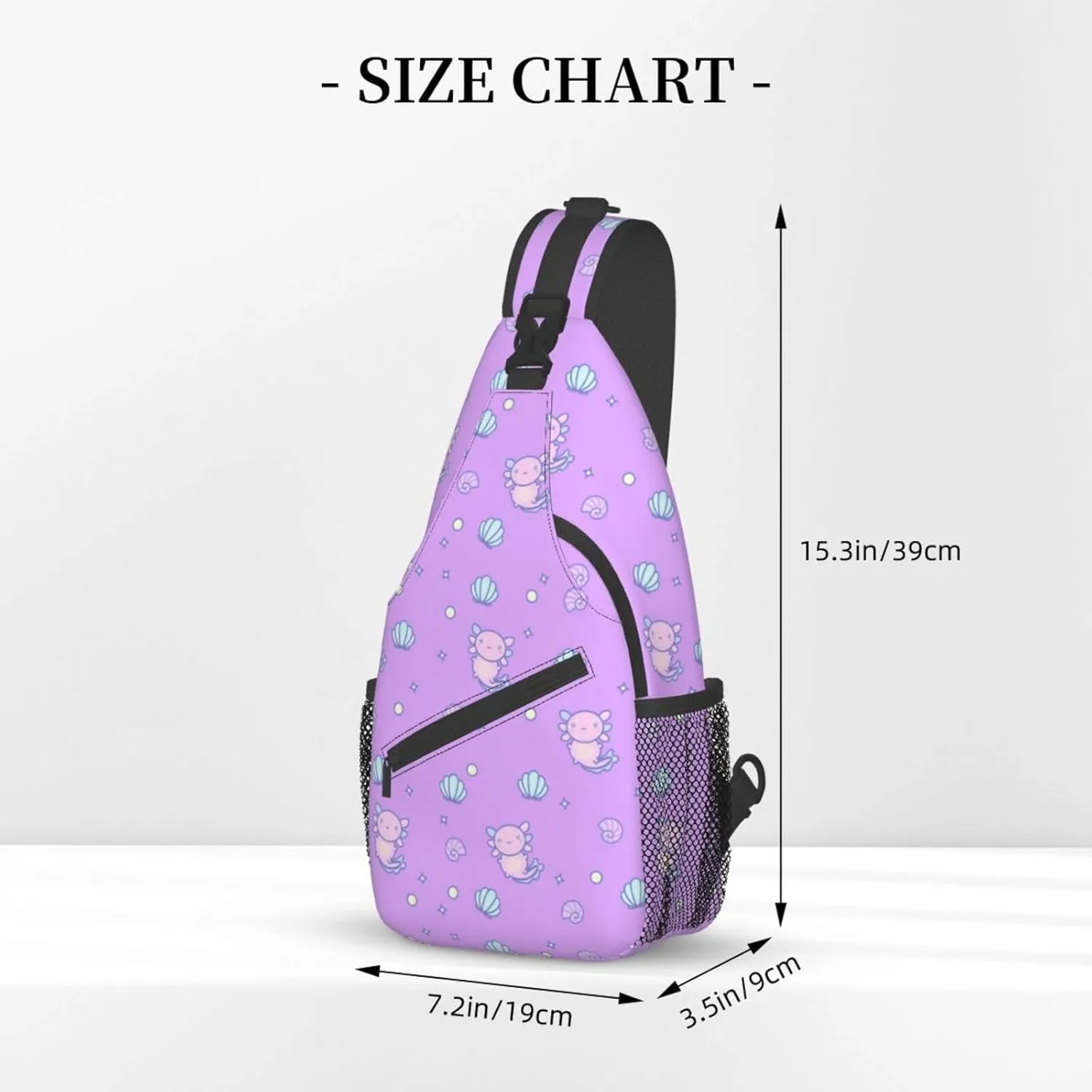 Axolotl Sling Backpack Chest Bag Crossbody Shoulder Bag Gym Cycling Travel Hiking Daypack For Men Women