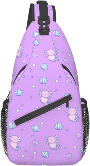 Axolotl Sling Backpack Chest Bag Crossbody Shoulder Bag Gym Cycling Travel Hiking Daypack For Men Women