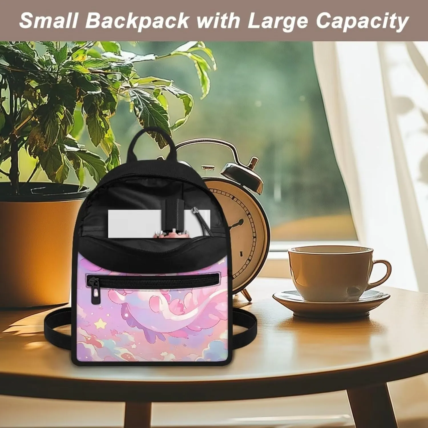 Axolotl Star Womens Cute Backpack Mini Travel Backpack Purse for Women Lightweight Travel Daypack Trip Shoulder Bag Casual Daypack Womens Adult Teen Cute Back Pack Handbag