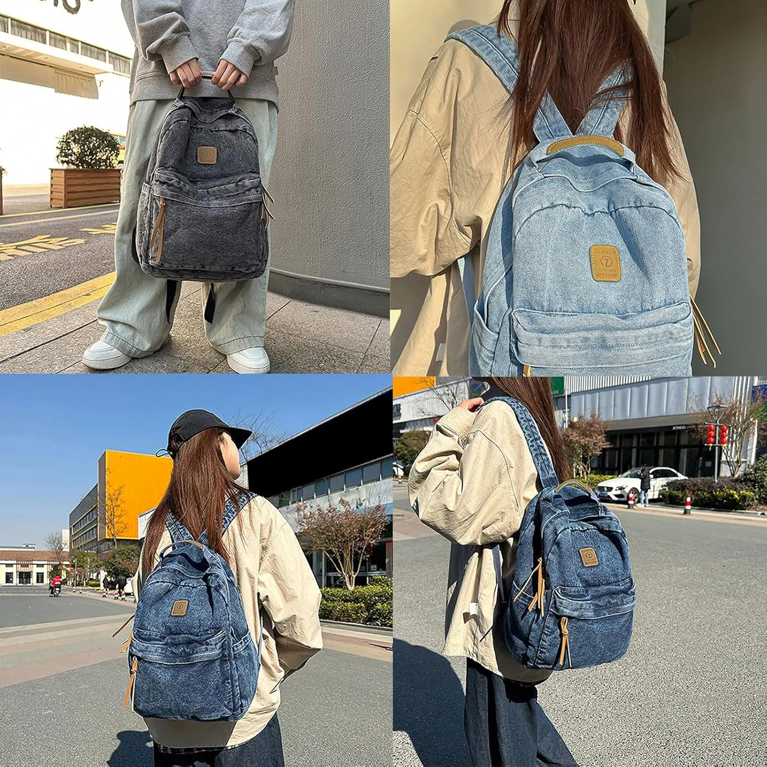 Back Packs，Japanese Styles Backpack Large Capacity Casual Daypacks Travel Bag Student School Bag Retro Denims Backpack
