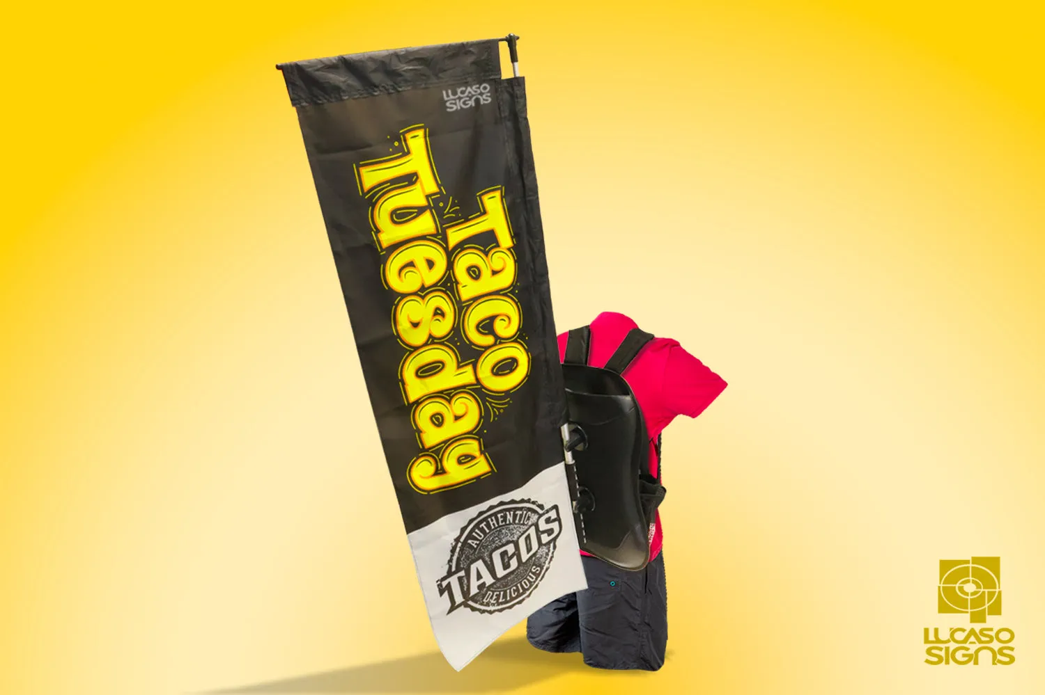 Backpack Banner Flag | Custom Print double sided | 15x50 inches