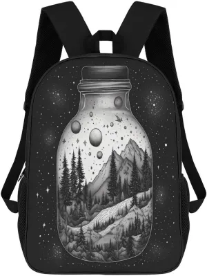 Backpack Black And White Painting 17 Inch Travel Backpack, Large Hiking Bag Sports Picnic Camping Backpack
