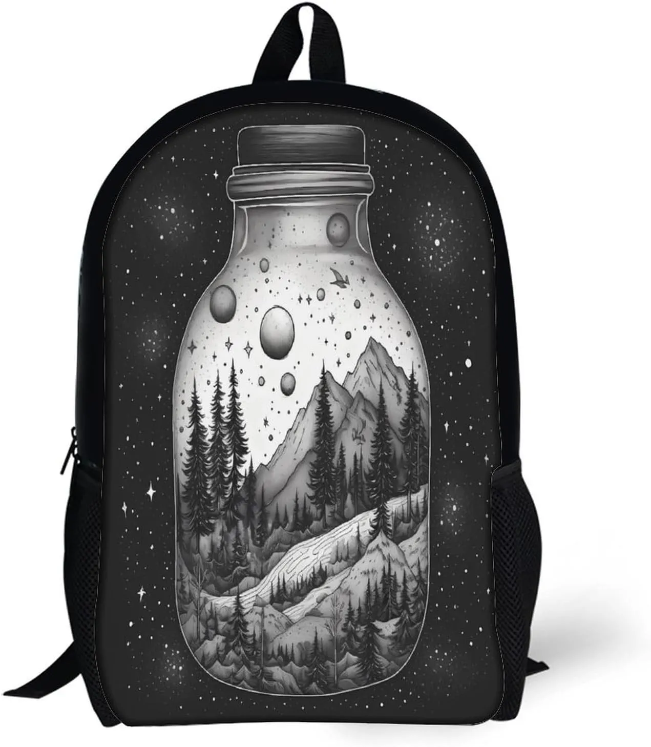 Backpack Black And White Painting 17 Inch Travel Backpack, Large Hiking Bag Sports Picnic Camping Backpack