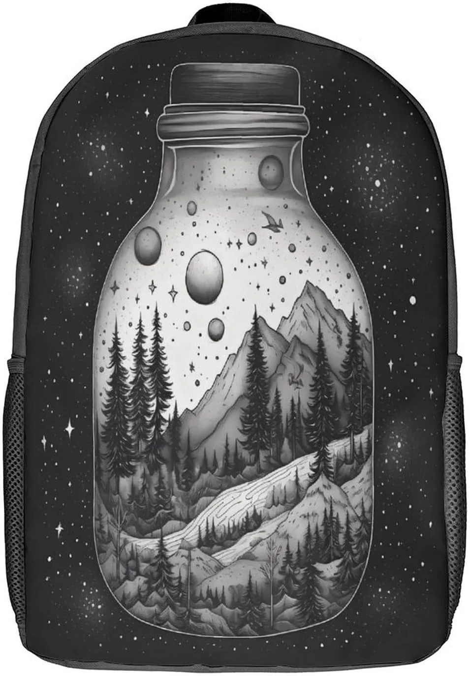 Backpack Black And White Painting 17 Inch Travel Backpack, Large Hiking Bag Sports Picnic Camping Backpack