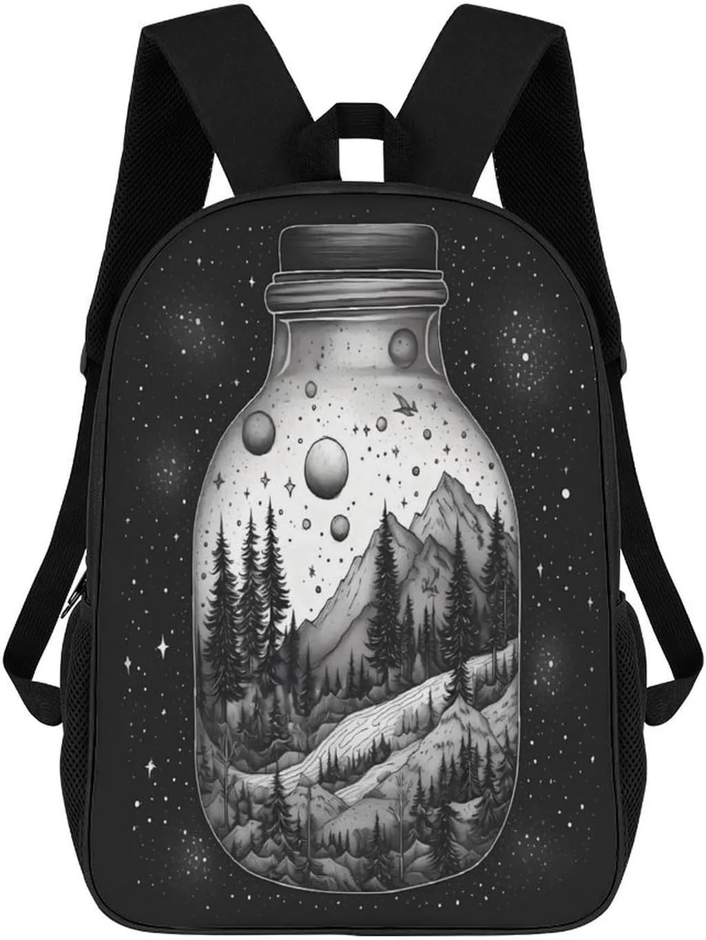 Backpack Black And White Painting 17 Inch Travel Backpack, Large Hiking Bag Sports Picnic Camping Backpack