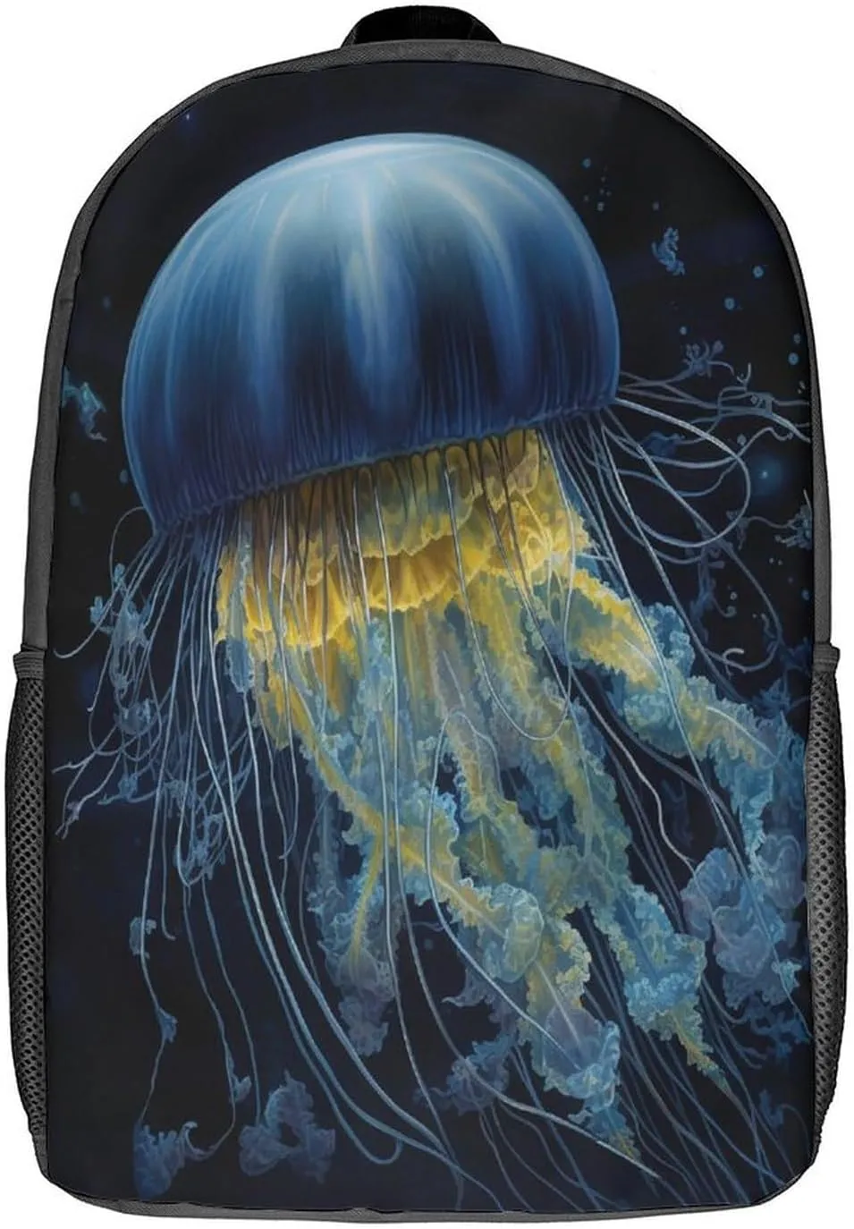 Backpack Blue And Gold Jellyfish 17 Inch Travel Backpack, Large Hiking Bag Sports Picnic Camping Backpack