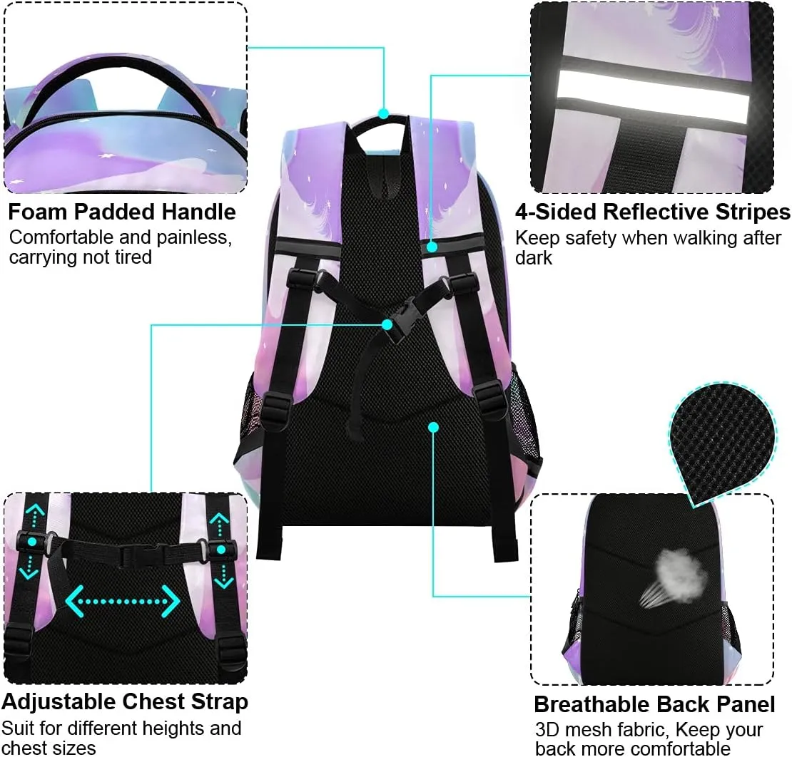 Backpack Bookbag Unicorn On A Holographic School Bag Travel Bag for Girls Boys Teen