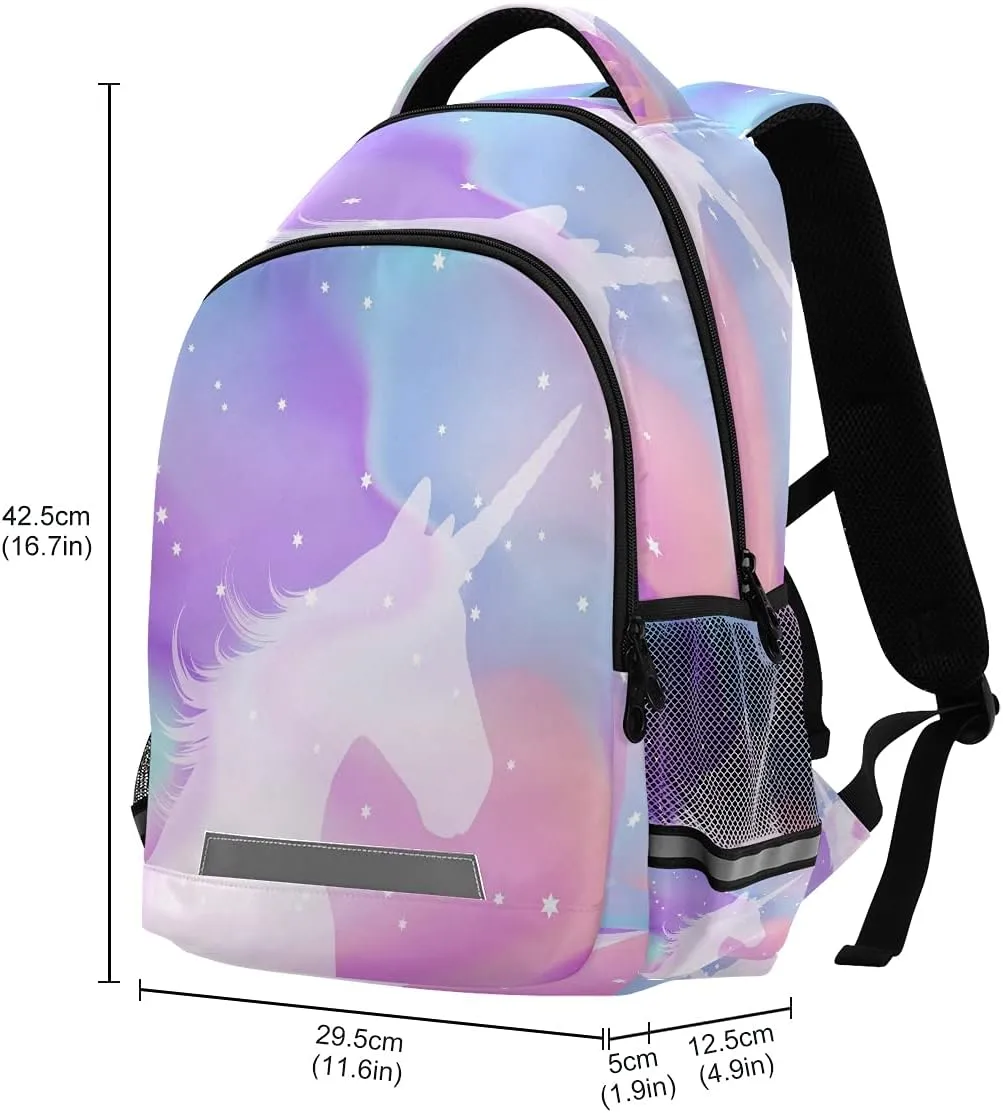 Backpack Bookbag Unicorn On A Holographic School Bag Travel Bag for Girls Boys Teen