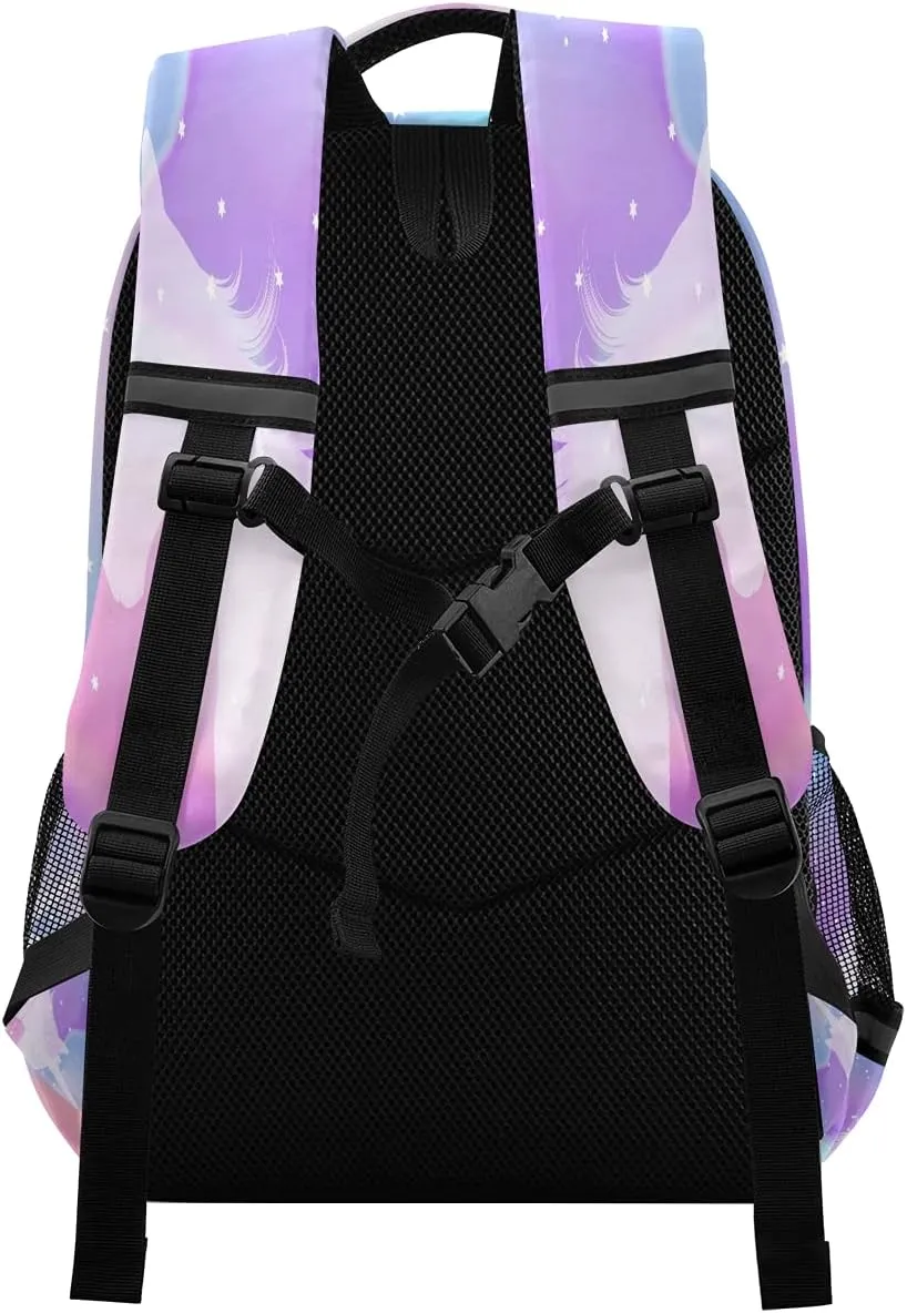 Backpack Bookbag Unicorn On A Holographic School Bag Travel Bag for Girls Boys Teen