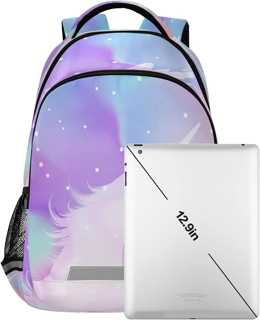 Backpack Bookbag Unicorn On A Holographic School Bag Travel Bag for Girls Boys Teen