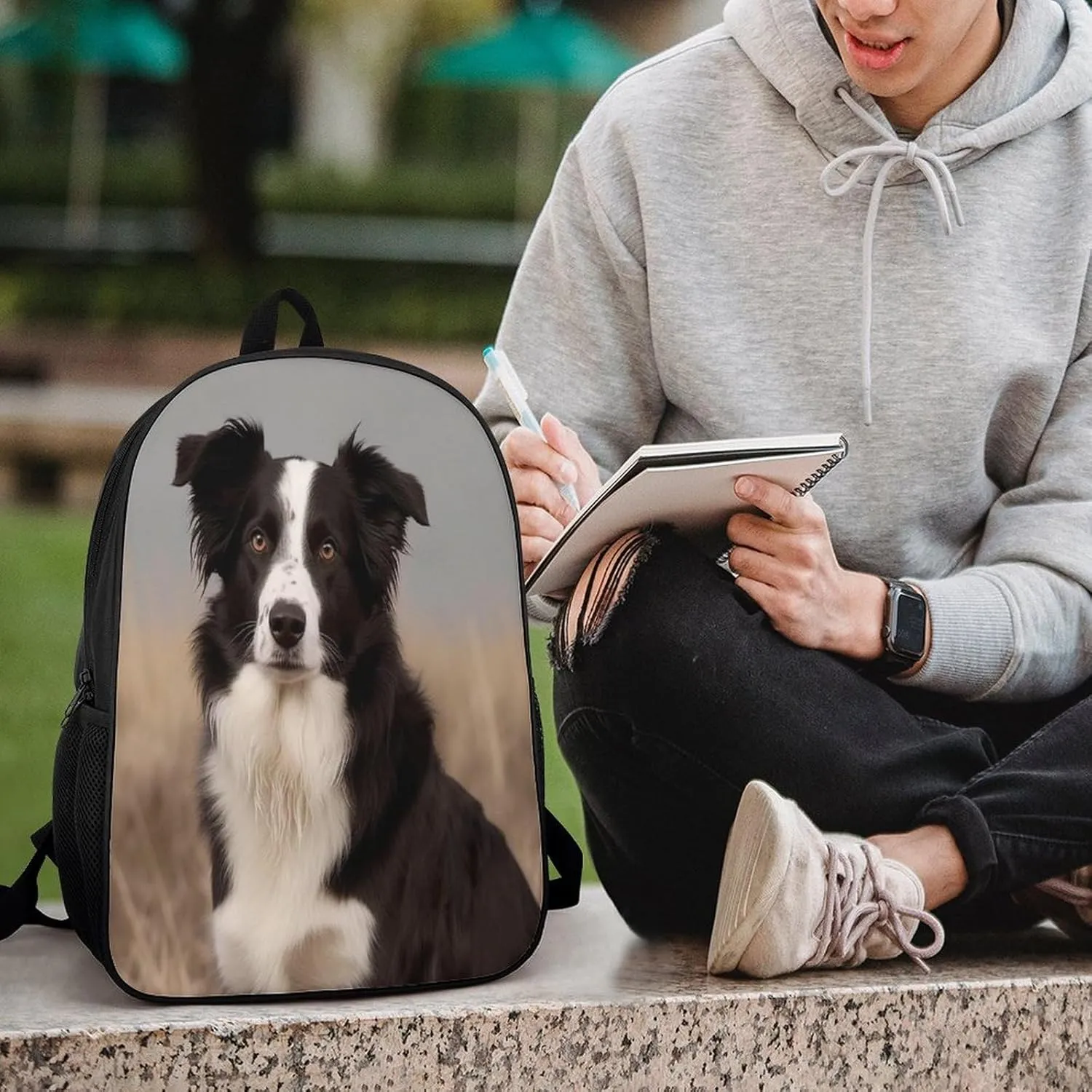 Backpack Border Collie 17 Inch Travel Backpack, Large Hiking Bag Sports Picnic Camping Backpack