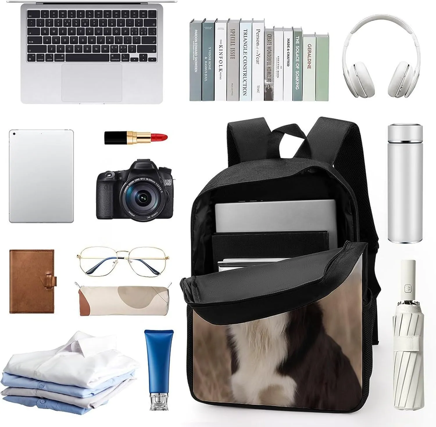Backpack Border Collie 17 Inch Travel Backpack, Large Hiking Bag Sports Picnic Camping Backpack