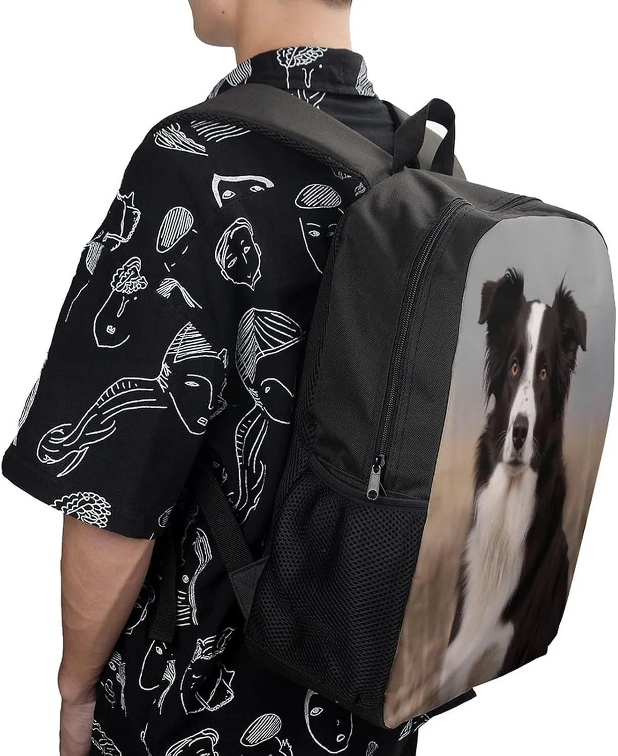 Backpack Border Collie 17 Inch Travel Backpack, Large Hiking Bag Sports Picnic Camping Backpack