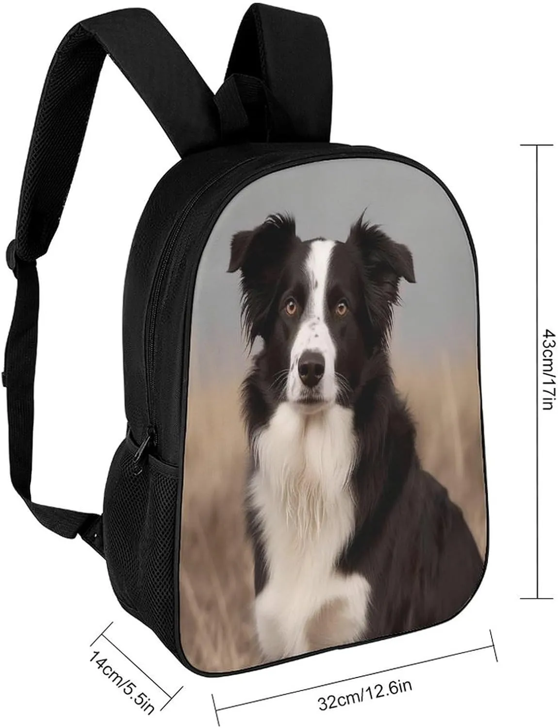 Backpack Border Collie 17 Inch Travel Backpack, Large Hiking Bag Sports Picnic Camping Backpack