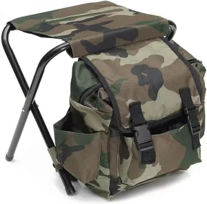 Backpack Chair 600D Oxford Cloth Portable Camping Stool Reinforced Steel Pipe Large Capacity Folding Backpack Stool