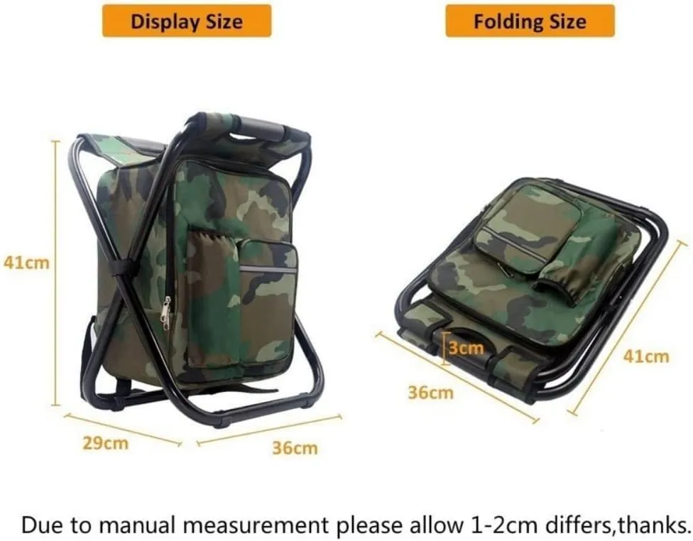 Backpack Chair Portable Camping Stool Foldable Chair Oxford Fabric Cooler Bag for Fishing Camping Outdoor (Blue)