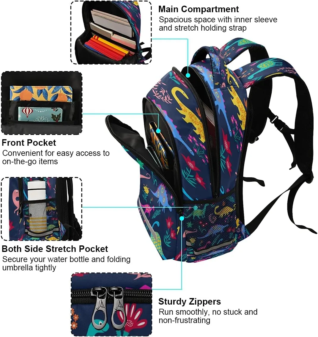 Backpack Dinosaurs Cute Kids Pattern Bookbag School Bag Travel Bag for Girls Boys Teen