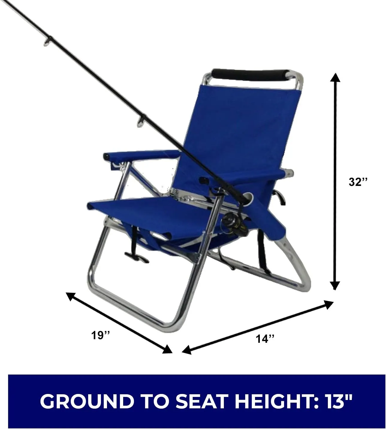 Backpack Fishing Chair - Portable Folding Ultra Light Chair with Padded Carrying Straps & Padded Lumbar Support Bar - All Aluminum Fishing Chair with Cup & Fishing Rod Holder