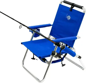 Backpack Fishing Chair - Portable Folding Ultra Light Chair with Padded Carrying Straps & Padded Lumbar Support Bar - All Aluminum Fishing Chair with Cup & Fishing Rod Holder
