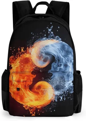 Backpack for Men Women Laptop Backpack Yin Yang Fire Water Casual Daypack Laptop Bag for Travel, 42x30.5cm