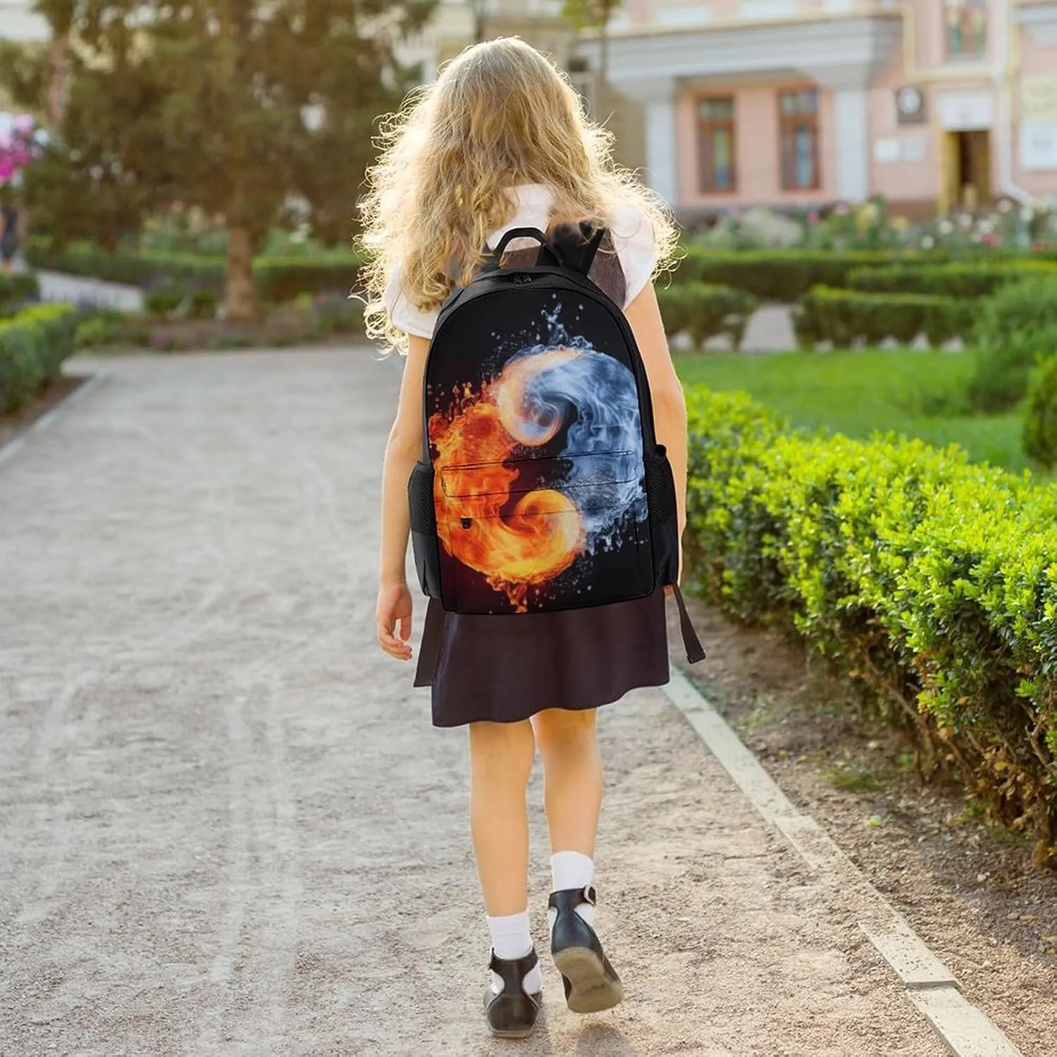 Backpack for Men Women Laptop Backpack Yin Yang Fire Water Casual Daypack Laptop Bag for Travel, 42x30.5cm
