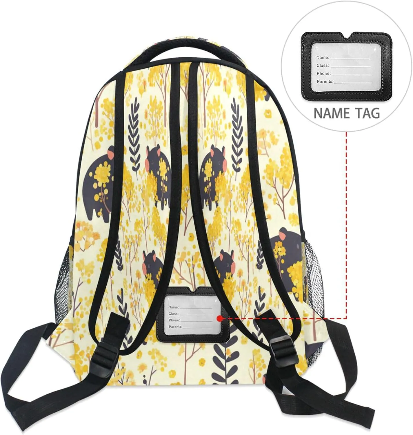 Backpack for Unisex Adult Waterproof Laptop Bookbag with Chest Strap for Travel Trip Tapir Yarrow