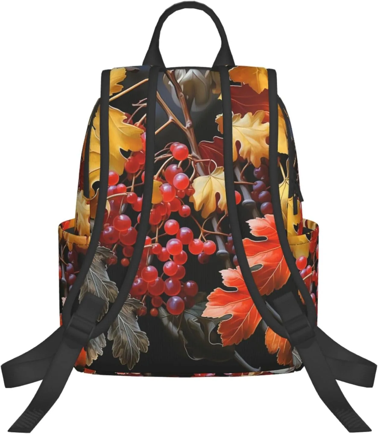 Backpack for Women Men Lightweight Casual Travel Daypack Symmetrical Arrangement Laptop Backpack Cute Work Bag, Maple Leaves and Fruits, One Size