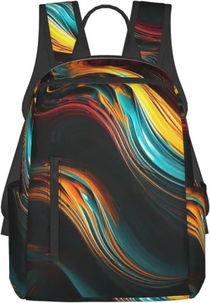 Backpack for Women Men Lightweight Casual Travel Daypack Symmetrical Arrangement Laptop Backpack Cute Work Bag, Smooth Lines, One Size