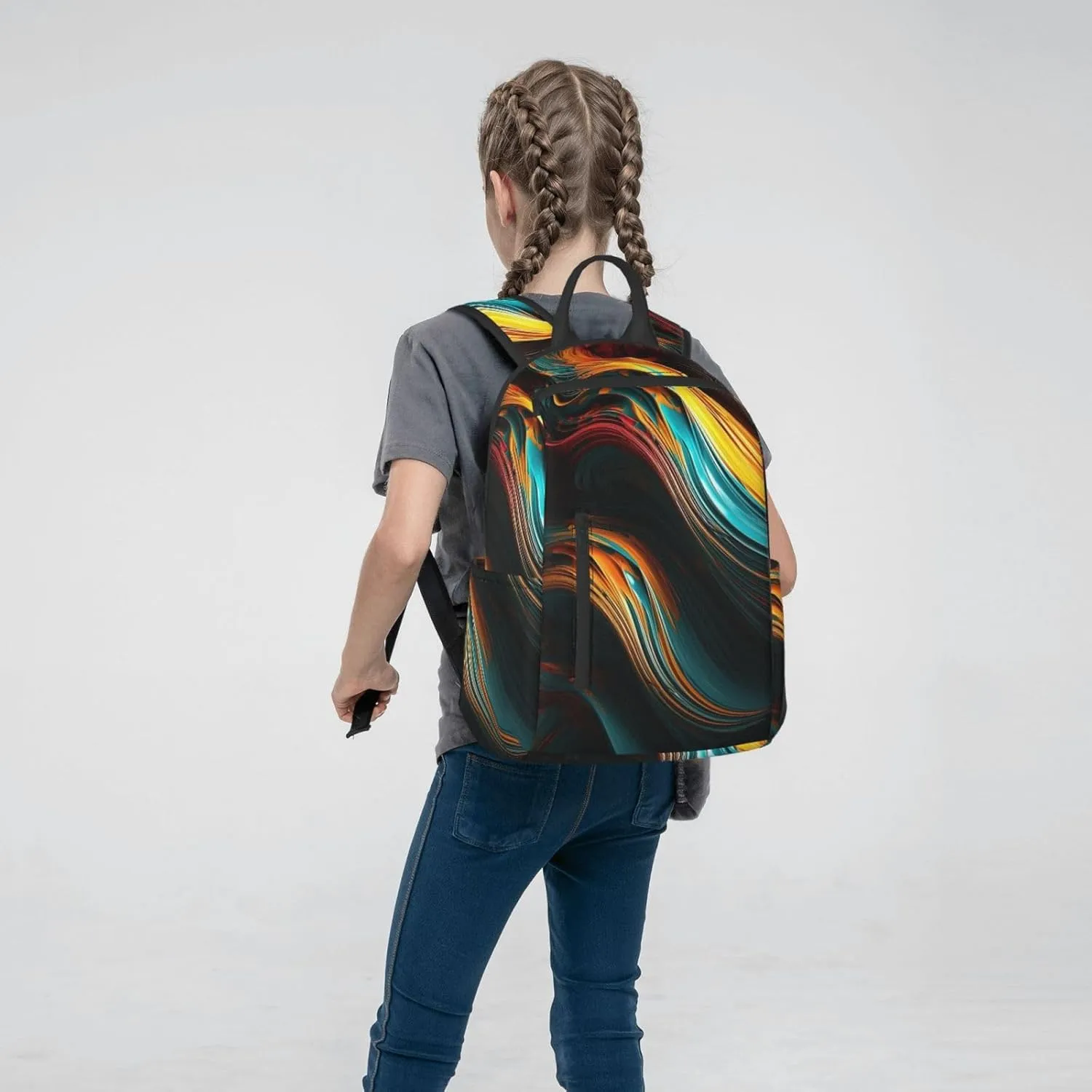 Backpack for Women Men Lightweight Casual Travel Daypack Symmetrical Arrangement Laptop Backpack Cute Work Bag, Smooth Lines, One Size