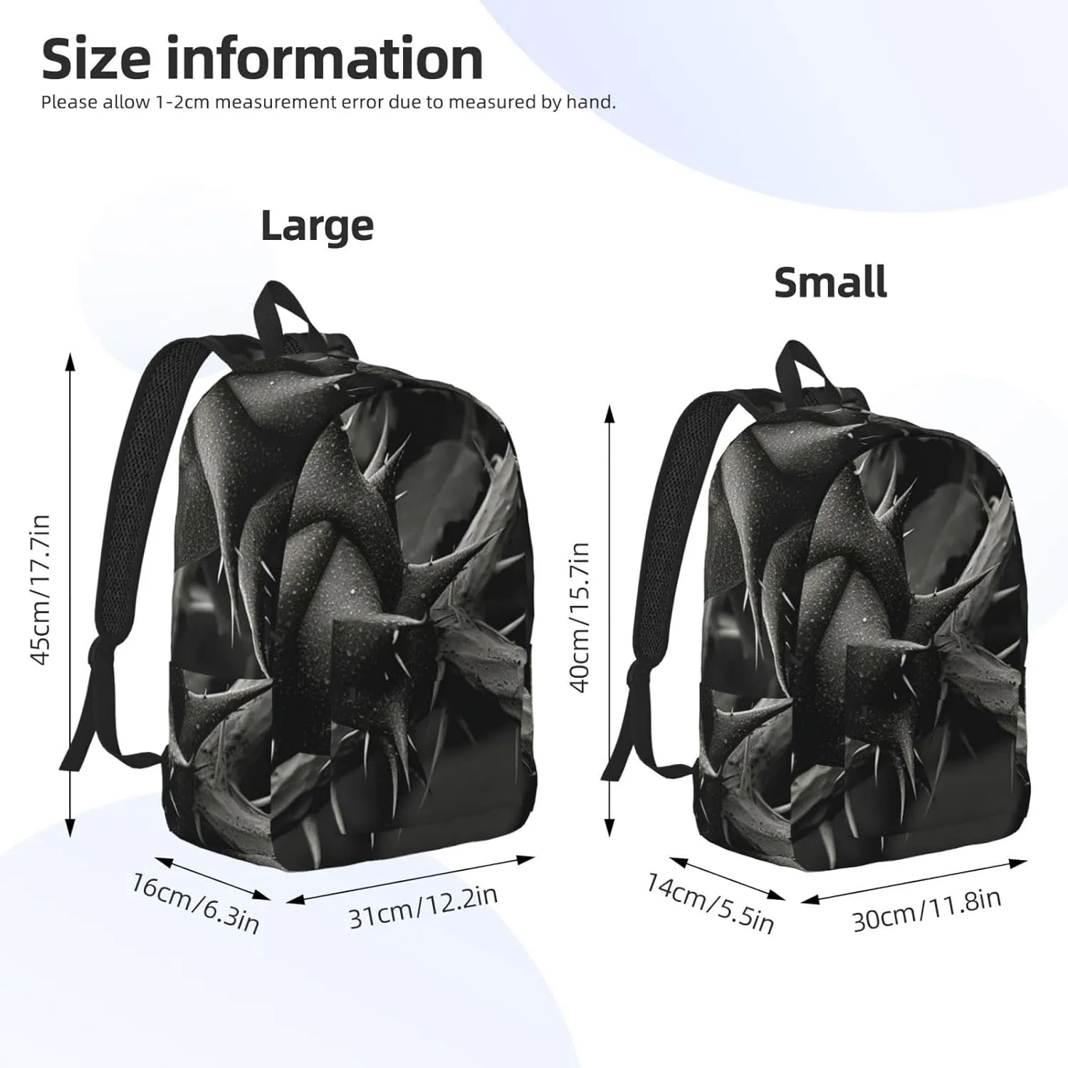 Backpack for Women Men Lightweight Casual Travel Daypack Triangle and thorns Laptop Backpack Cute Work Bag, Black, M
